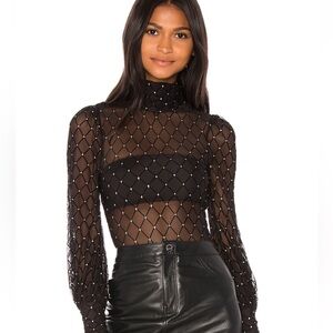 Camila Coelho Black Sheer Diamond Blouse